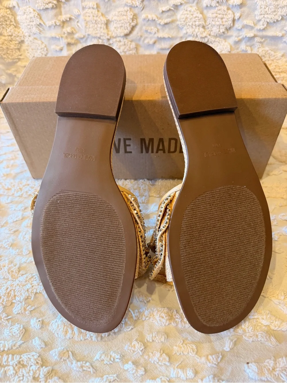 Steve Madden Tan Ruffle Slide Sandals 660